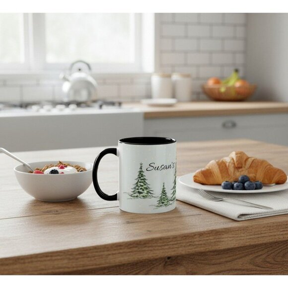 Personalized Name Fall Holiday Garden Christmas Tree Mug - Custom Design - Picture 2 of 4